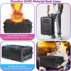 6U Rack Case Shallow 12/17″ Deep Flight Case Shock Mount for Amplifier Pro Audio