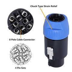 8Pack NL8FC 8 Pole Locking High-Load Speakon Connector Replacement for Neutrik