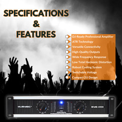 MUSYSIC 2 Channel 4500 Watts Professional Power Amplifier AMP DJ Stereo SYS-4500