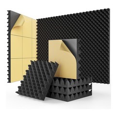24 Pack Self Adhesive Egg Crate Sound Proof Foam Panels 1x12x12Inch,5419