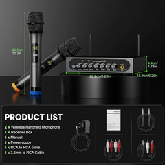 UHF Dual Channel Wireless Microphone System with Echo & Bluetooth Control