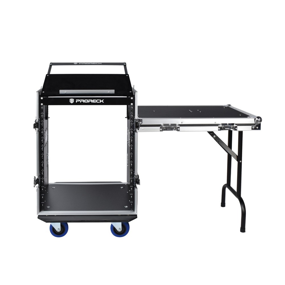 PRORECK 14U Road Case 20“ Rackable Depth with Slant Mixer Top One Side table