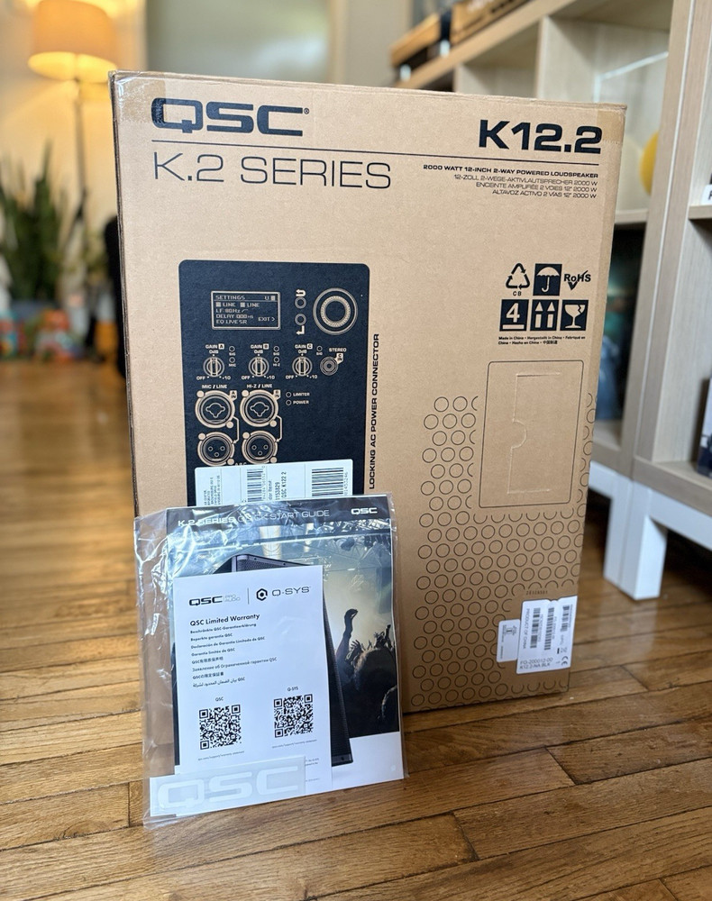 QSC K12.2 12″ Powered PA Speaker 2000W Black Wired DSP Bi-Amped
