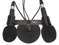 Dual Microphone Stand Mount for Stage Studio Podcasts Adjustable Black Bar
