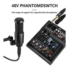 NG-3 4 Channel DJ Audio Mixer, 48v Phantom, 99 Effects, USB, Bluetooth MP3