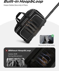Large Rolling DJ Cable Bag with Wheels, Reinforced Padded Gig Bag with 8 Detacha