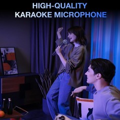 Wireless Microphone, Rechargeable Dual Cordless Medium to Large, Black