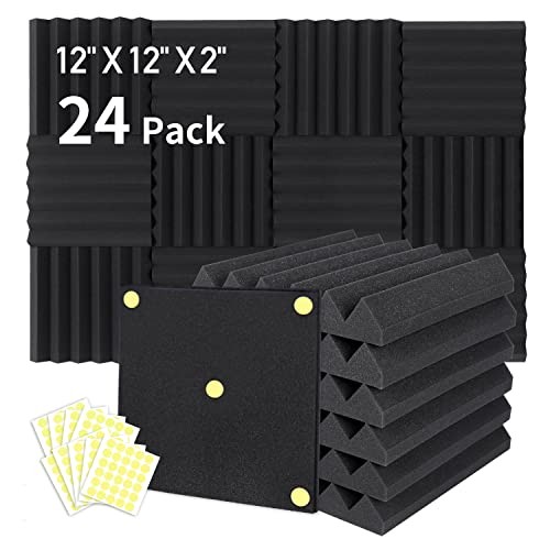 24 Packs Acoustic Foam Panels Soundproofing Foam 2″ X 12″ X 12″ 24 Pack Wedge