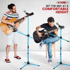 5 Core Microphone Stand Floor Height Adjustable w Extending Telescoping Boom Arm