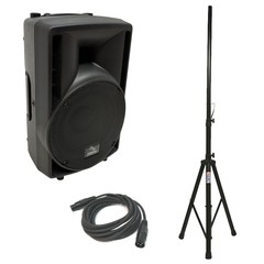 Harmony Audio HA-C8A Pro DJ 8″ Powered 300W PA Speaker XLR Cable & Tripod Stand