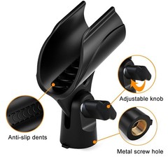 2 Pcs Universal Microphone Clip, Adjustable Mic Clip Holder for 2_Pack, Black