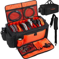 Large DJ Bag Built-in Sturdy Support Board, DJ cable bag with 9 Detachable Di…
