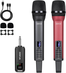 Microfonos inalambricos recargables 2 piezas sistema eco graves agudos gris