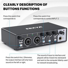 2i2 Audio Interface for Recording Music, 24-bit/192kHz Plug and Play USB Inte…