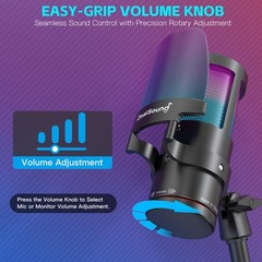 USB Microphone for PC Mac iPhone & Android, Podcast Mic with Noise Cancellati…