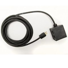 Rubberized 25ft Quad Box Power Cable 4 outlet box 12/3 SJOOW Black Cord 15A