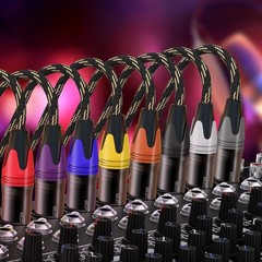 XLR Cable 15ft 4 Pack Nylon Braided 3 Pin Male to Female – Color Coded for Easy