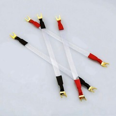 4pcs 20cm OCC Silver Plated Flat HiFi Speaker Jumper Cable Y Spade Bridge Cord
