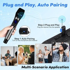 Wireless Singing Microphones for Karaoke, Dual UHF Handheld Dynamic Mic Syste…
