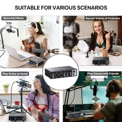 2i2 Audio Interface for Recording Music, 24-bit/192kHz Plug and Play USB Inte…