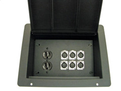 PROCRAFT FPPL-1DUP6XF-BK Recessed Stage Pocket / Floor Box 1AC + 6 XLR Female