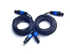 2Pack 25 ft Male Speakon Cables, Audio Cord DJ Wire with Twist Lock 14AWG