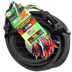 ProX XC-MEDOOZA50 50ft 10-RCA „Medusa“ Multi-core Cable for Marine Car Audio