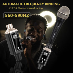 UHF Wireless XLR Microphone System with Case, 200ft Range, Rechargeable