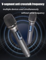 Portable Wireless Handheld Microphone Receiver Mic Set For Karaoke Speech 2Pack