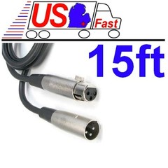 15ft XLR Balanced Microphone Mic Pro Audio Cable Cord Male to Female PVC