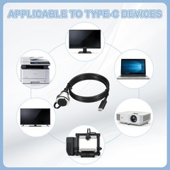 Round USB C 2.0 Panel Mount Extension Cable, Type-C Male to C Female, 3.3ft