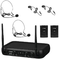Pyle Dual Channel Wireless Microphone System – VHF Fixed Dual Frequency Wirel…
