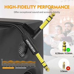 1/4 Inch TRS Instrument Cable 6.6 Feet 2-Pack, Straight-To-Right Angle 6.35Mm Ma
