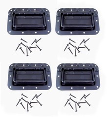 (4 PACK) PENN ELCOM H7154K Spring Loaded BLACK Recessed Case Handle w/Screws
