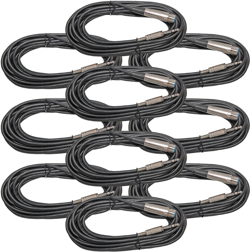 10PACK 15 ft foot 1/4 TRS to 3pin XLR Female balanced mic microphone audio cable