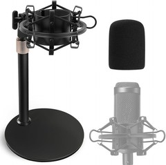 Audio Technica Mic Stand with Shock Mount Foam Table AT2020 Black