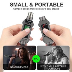 UHF Wireless XLR Transmitter & Receiver, Dynamic Microphone Adapter, 8 Hours …