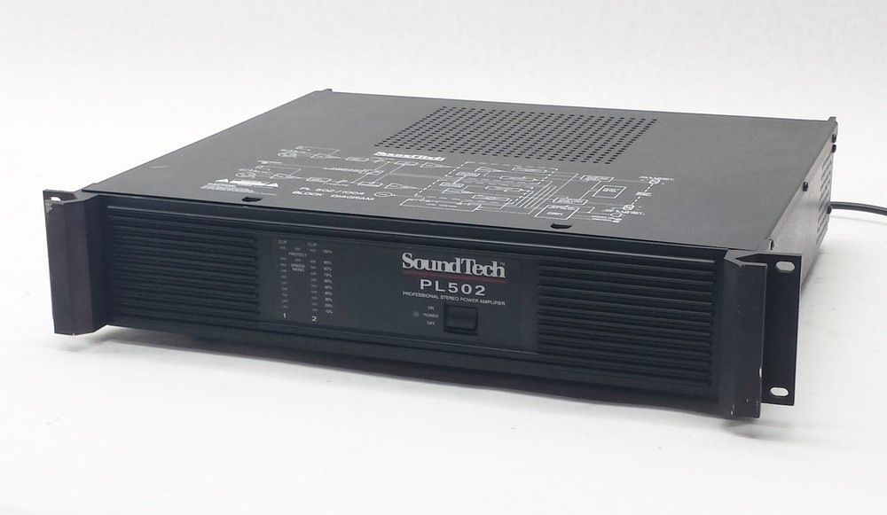 SOUNDTECH PL502 PL-502 2-CHANNEL PRO STEREO POWER AMPLIFIER AMP 250WPC 8-OHM