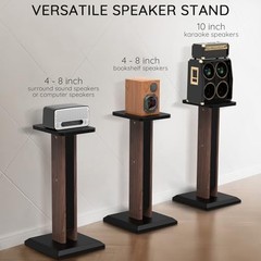 Speaker Stands Pair 25-34 Inch Height Adjustable (63-84CM), Universal Wood