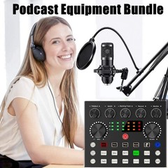 BM800 Podcast Microphone Bundle with V8s Voice Changer and Recording Equipment