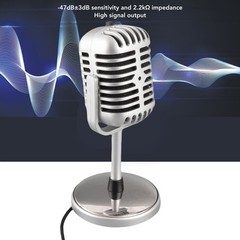 1 Pack Wired Party Microphone Vintage Style Condenser Mic for Singing Recording
