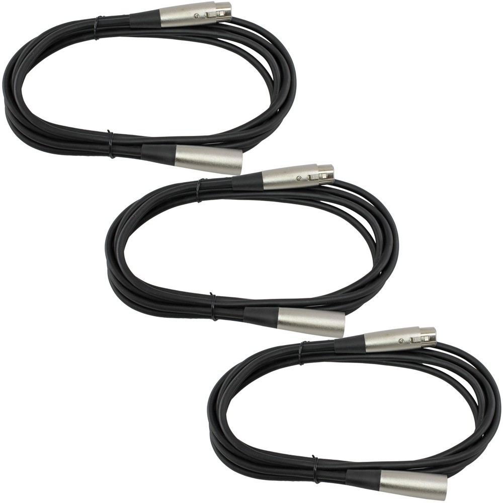 3Pack 10 ft foot 3Pin XLR Extension Microphone Mic audio Cable Male to Female