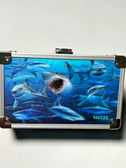 VAULTZ 3D Shark Graphics Metal LOCK IT UP Locking Supply Box w/2 Sets Keys