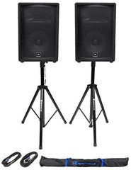 (2) JBL Pro JRX212 12″ 2000w Passive 8 Ohm PA/DJ Speakers+Stands+Cables JRX 212