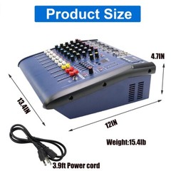 4 Channel Amplifier Audio Mixer, 250w Sound Mixer With Dual Wireless Mic, Sound