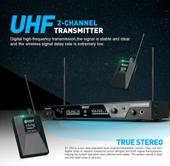 Audio PRO ST-202 UHF Stereo Wireless in Ear Monitor System, Dual Channel Wireles