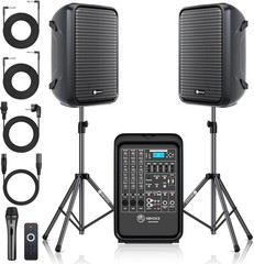 Portable PA System Bluetooth Microphone Speakers Mixer Stand 8 Channel