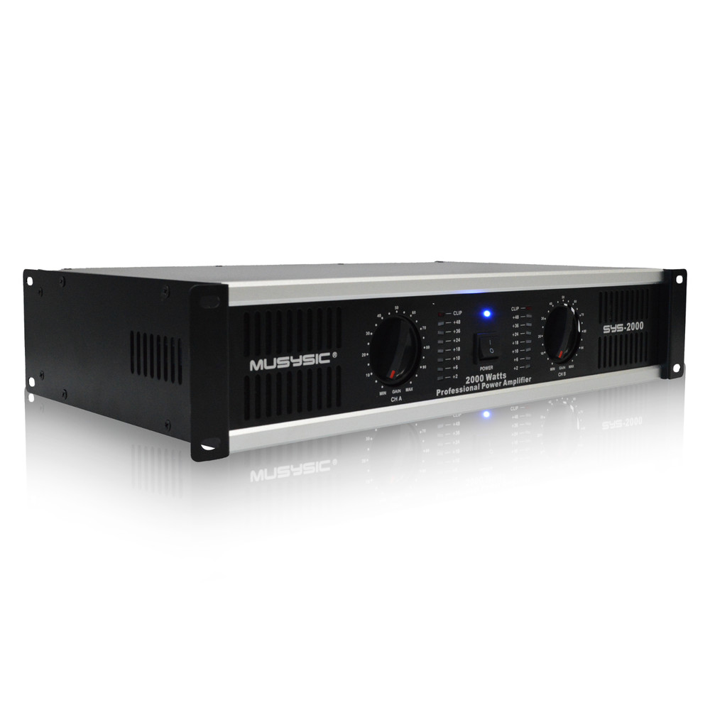 MUSYSIC 2 Channel 2000W Professional Power DJ Amplifier 2U Rack Mount Amp Stereo