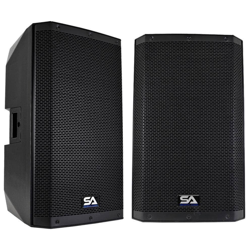 Pair of Powered 12″ 1000W PA DJ Speakers with Bluetooth DSP Mixer Class D Amp