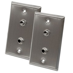Pair of Stainless Steel Wall Plates – Dual 1/4″ TRS Stereo Jacks Single Gang